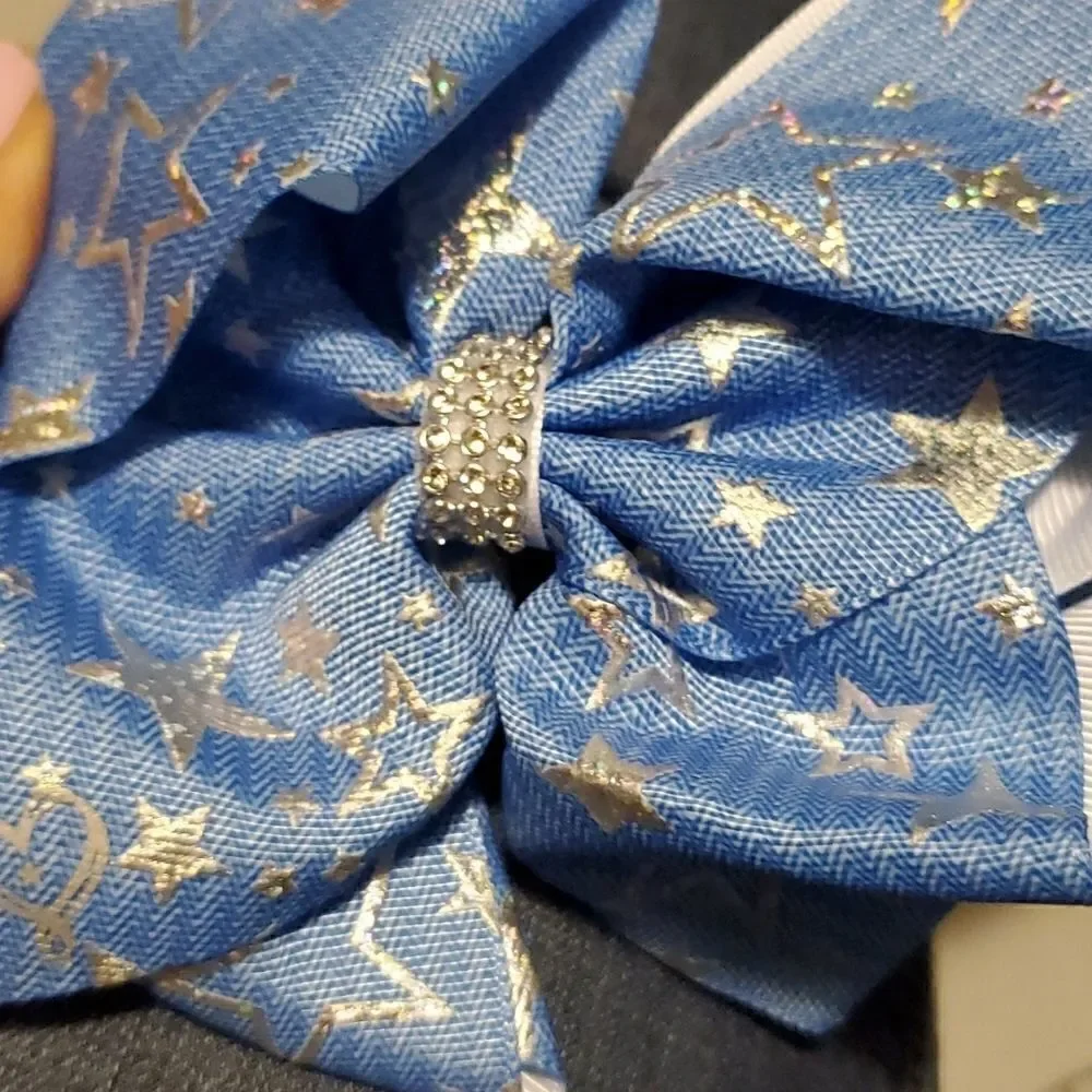 Jojo Siwa Girls Blue & Silver Ponytail Bow